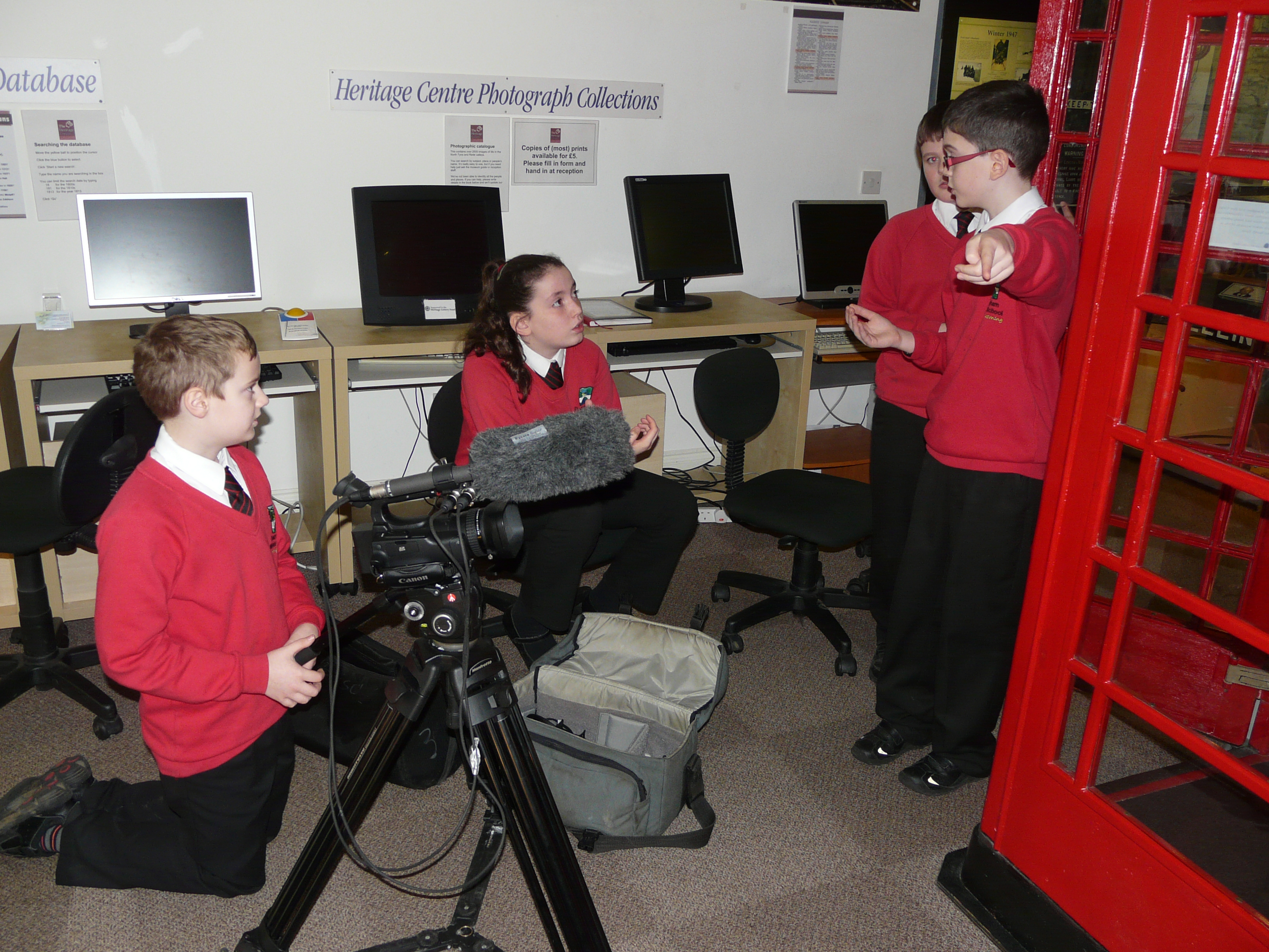 School Children making a film at the Heritage Centre