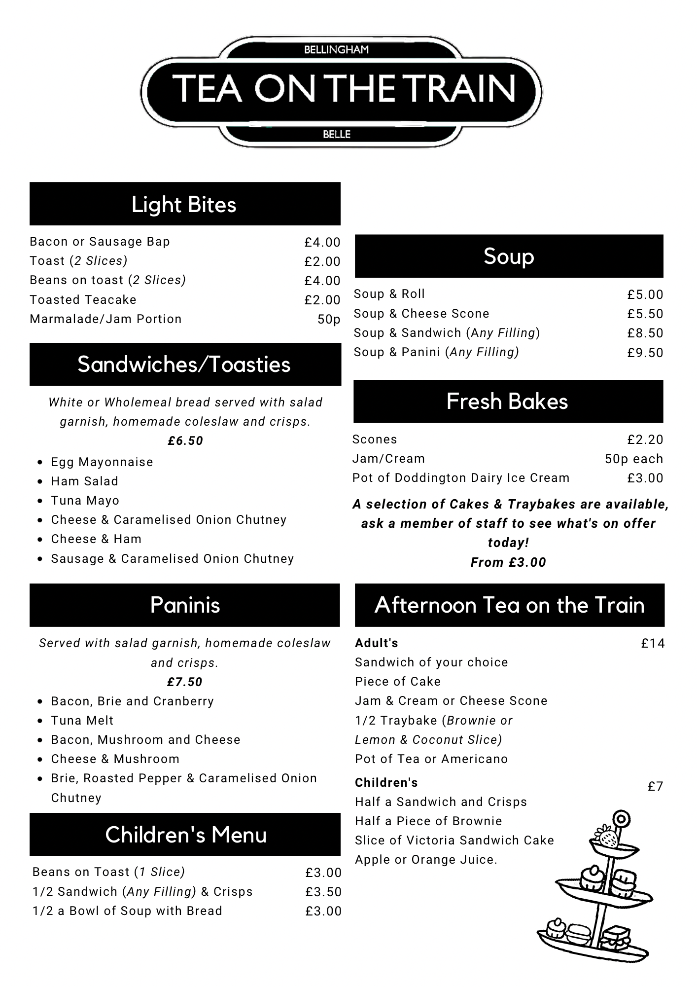 Page 1 of our Menu